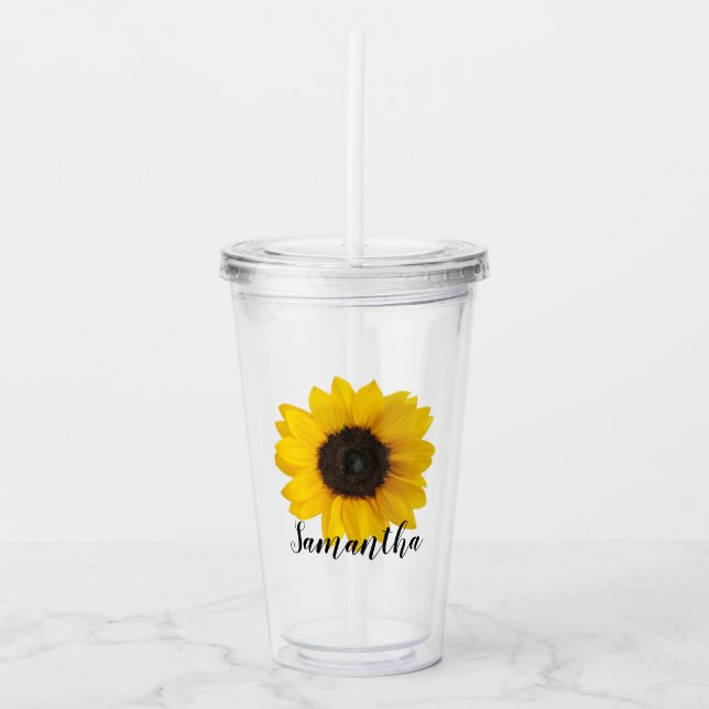 Bright Sunflower | Personalized Acrylic Tumbler (Front)