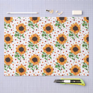 Bright Sunflower & Polka Dots Summer Floral Patter Tissue Paper
