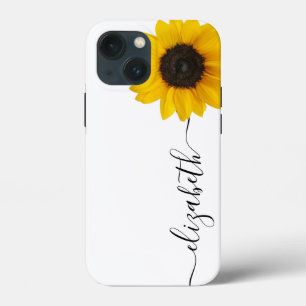 Bright Sunflower Script Stem Name iPhone Case