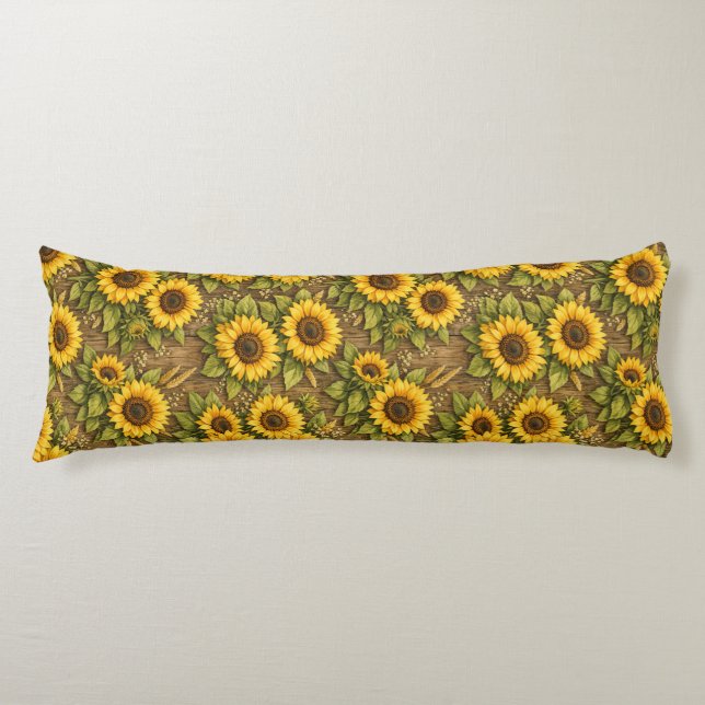 Bright Sunflower Seamless Repeat Pattern Body Pillow (Front)