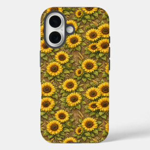 Bright Sunflower Seamless Repeat Pattern iPhone 16 Case
