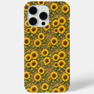 Bright Sunflower Seamless Repeat Pattern iPhone 15 Pro Max Case