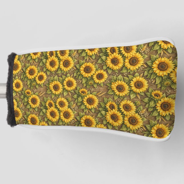 Bright Sunflower Seamless Repeat Pattern Golf Head Cover (Front)