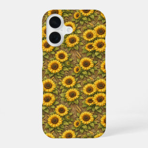 Bright Sunflower Seamless Repeat Pattern iPhone 16 Case