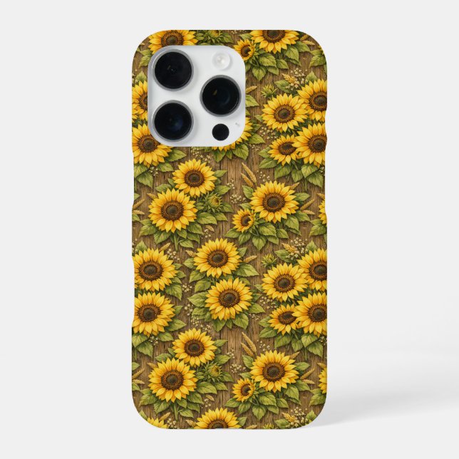 Bright Sunflower Seamless Repeat Pattern iPhone Case (Back)