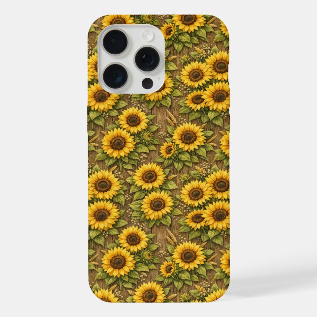 Bright Sunflower Seamless Repeat Pattern iPhone Case (Back)