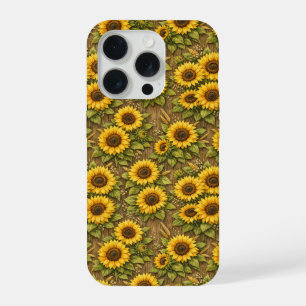 Bright Sunflower Seamless Repeat Pattern iPhone 15 Pro Case