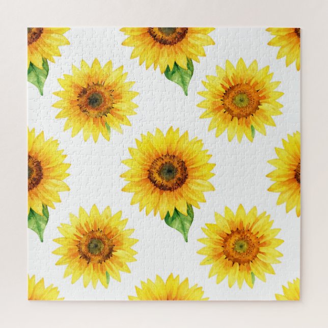 Bright Sunflower Watercolor Seamless Pattern Jigsaw Puzzle (Vertical)