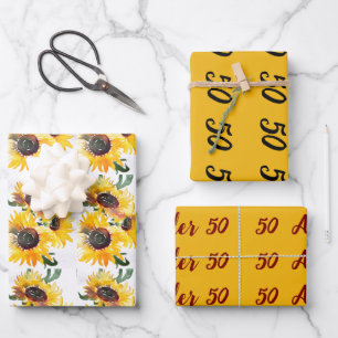 bright sunflower watercolour fabulous 50 wrapping paper sheet