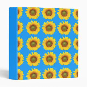 Bright Sunflowers Blue Pattern Binder