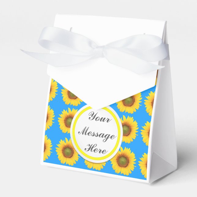 Bright Sunflowers Custom text Favor Box (Front Side)