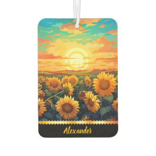 Bright sunflowers in golden sunlight air freshener
