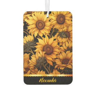 Bright sunflowers in golden sunlight air freshener