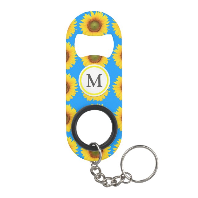 Bright Sunflowers Keychain Bottle Opener (Back)