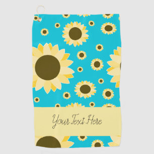 Bright Sunflowers on Blue Golf Towel