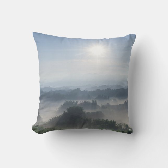 Bright Sunlight in the Bamboo Trees | Taiwan Throw Pillow (Front)