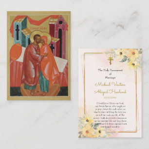 Bright Sunny Flowers Orthodox Wedding Prayer Card