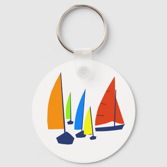 Bright Sunny Sailboats Keychain (Front)