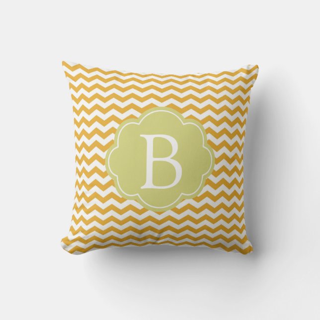 bright sunny yellow chevron zigzag stripes. throw pillow (Front)