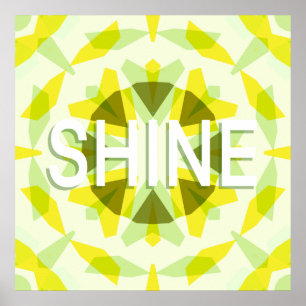 Bright Sunny Yellow Green Shine Star Motivational Poster