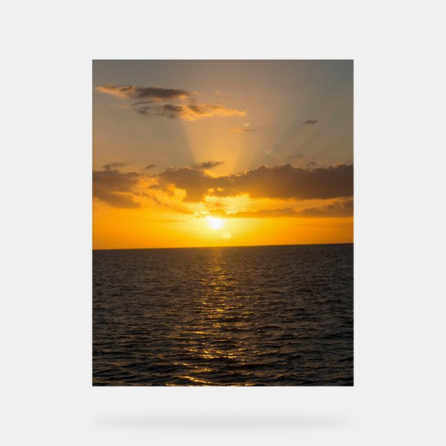Bright Sunset on the Ocean Acrylic Sign (Front)