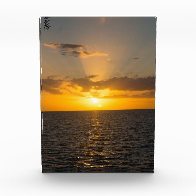 Bright Sunset on the Ocean Photo Block (Front)