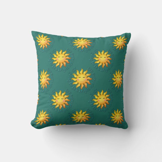 Bright Sunshiny Day 03 Teal-Square Throw Pillow (Front)