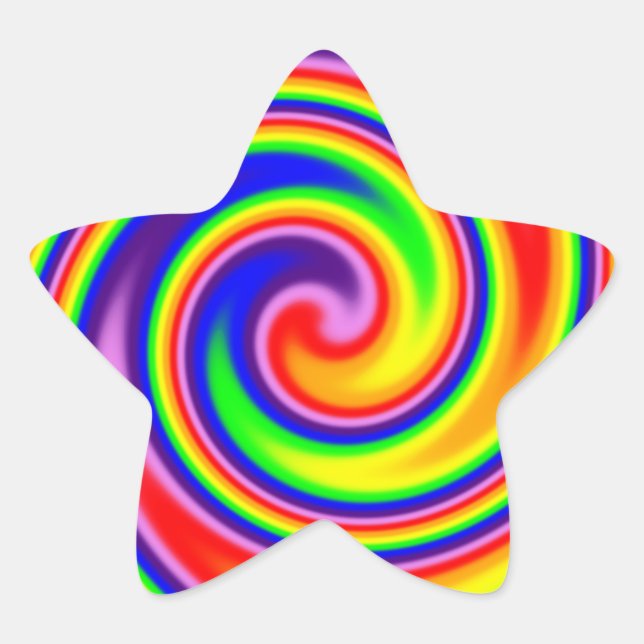 Bright Swirl of Rainbow Colours Soft Focus Spiral Star Sticker (Front)