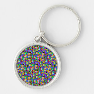 Bright Swirling Abstract Patterns with circles Keychain