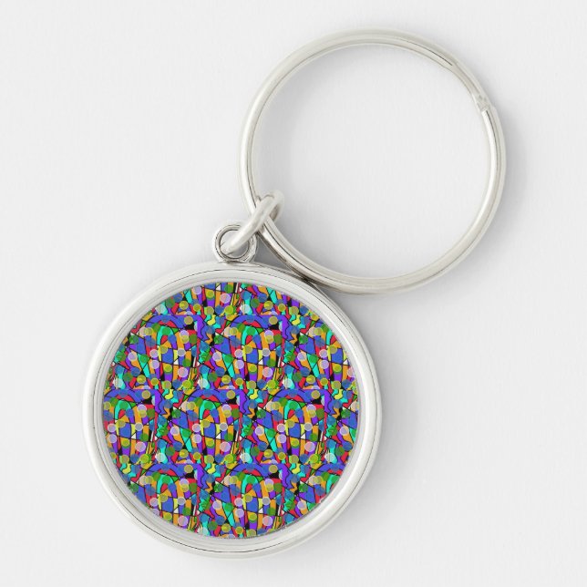 Bright Swirling Abstract  Patterns with circles Keychain (Front)
