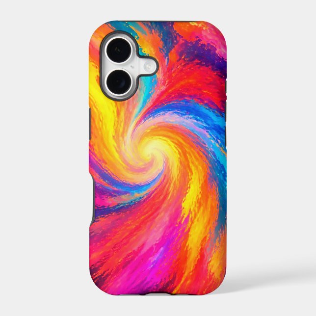 Bright Swirling Stormy Rainbow of Colours On iPhon (Back)