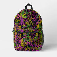 Bright Swirls of Pink Green Yellow Black Abstract