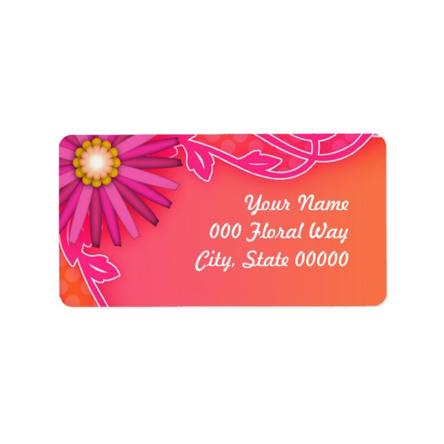 Bright Tangerine Orange and Pink Wedding Label (Front)