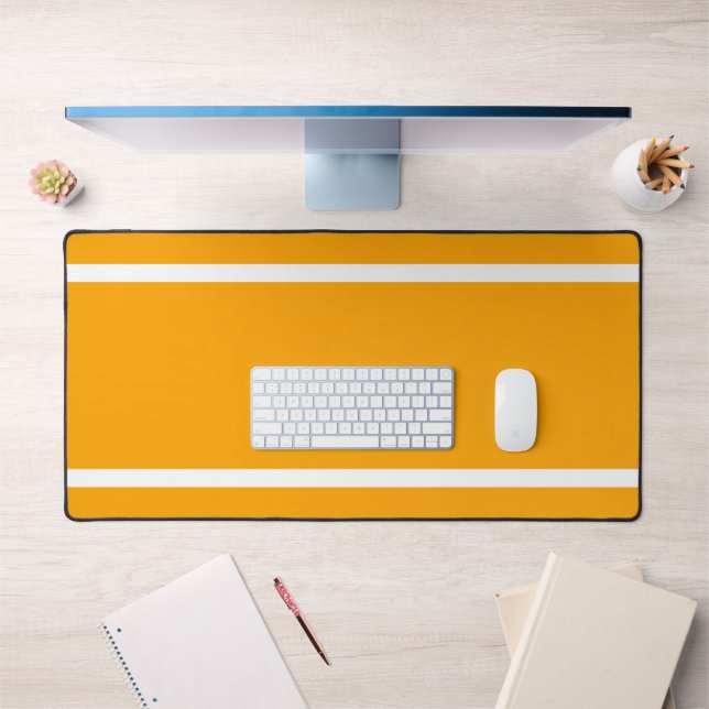 Bright Tangerine Orange White Edge Racing Stripes (Bureau 1)