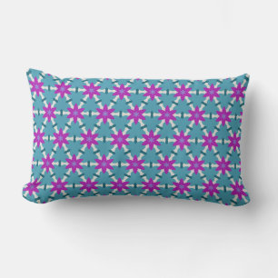 Bright Teal and Purple Star Flowers cvpp4 Lumbar Pillow