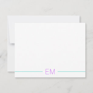 Bright Teal Modern Simple Monogrammed Card