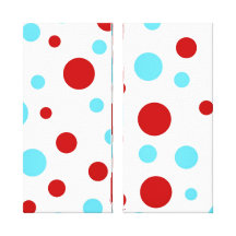 Bright Teal Turquoise Red White Polka Dots Pattern Gallery Wrap Canvas