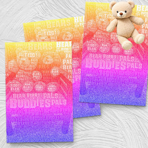 Bright Teddy Bear Best Friends Embedded Word Cloud Tissue Paper