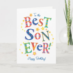 Bright Text-based Birthday Card for Best Son Ever