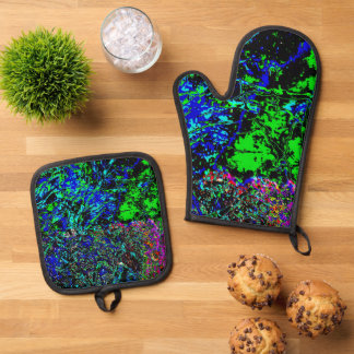 Bright texture pot holder and oven mitt,Iridescent Oven Mitt & Pot Holder Set