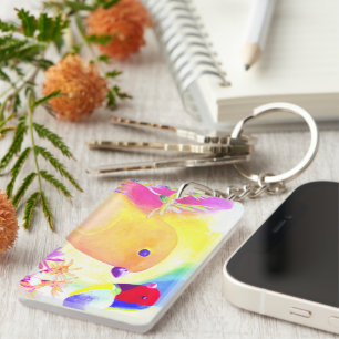 Bright Tie-Dye Birds Keychain