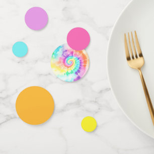 Bright Tie Dye Rainbow Hippie Birthday Table Confetti