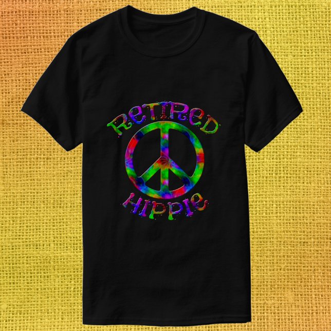 Bright Tie Dye Retired Hippie Peace Symbol Shirts (Creator Uploaded)