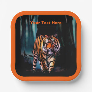 Bright Tiger Dark Forest Paper Plate