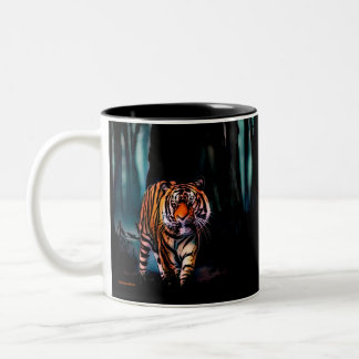 Bright Tiger Dark Forest Two-Tone Coffee Mug