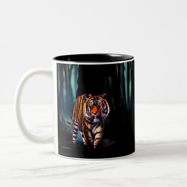 Bright Tiger Dark Forest Two-Tone Coffee Mug (Left)