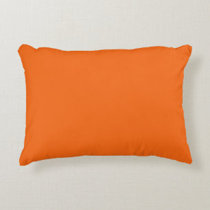 Bright Tiger Orange Solid Colour Print Accent Pillow
