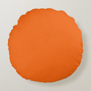 Bright Tiger Orange Solid Colour Print Round Pillow