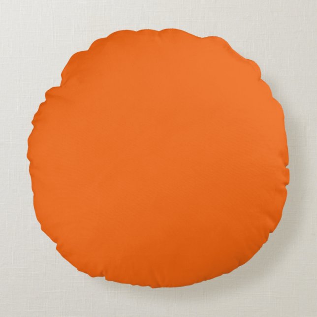 Bright Tiger Orange Solid Colour Print Round Pillow (Front)