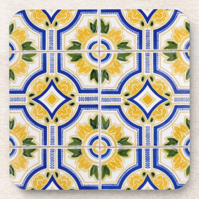 Bright tile pattern, Portugal Coaster (Front)